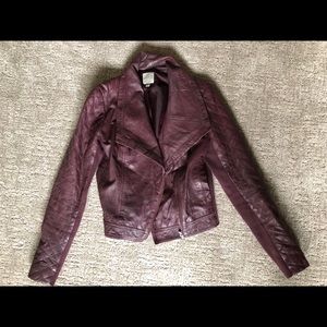 Wine colored leather jacket